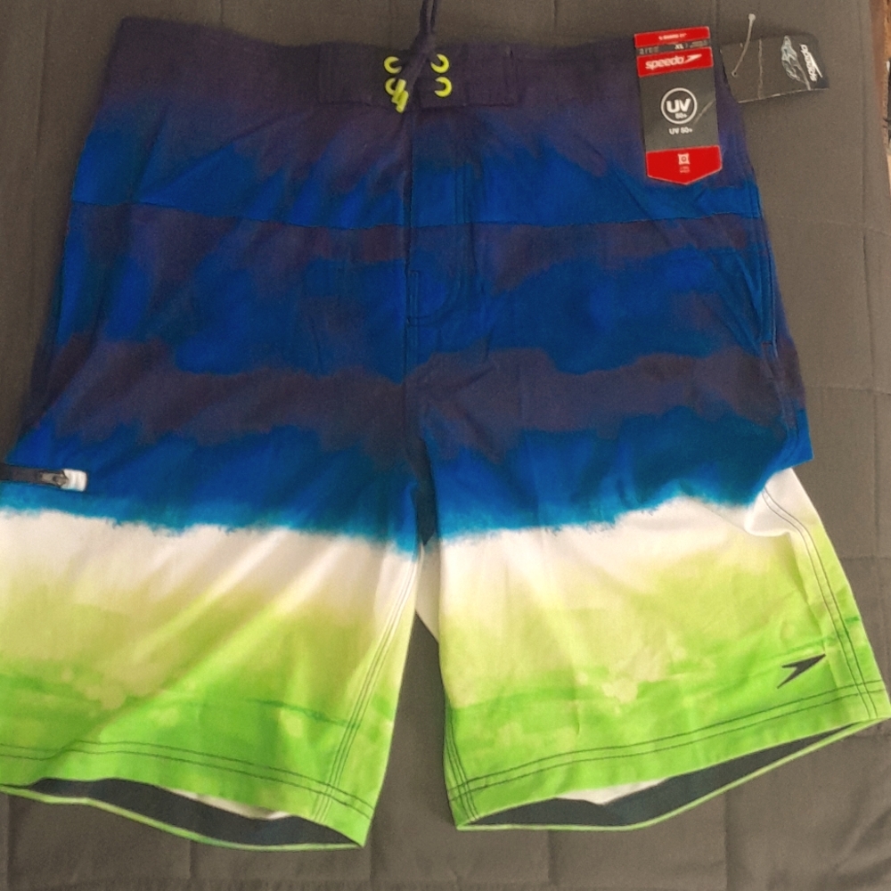 Speedo E-Board Shorts Navy/Green Men's 36x9